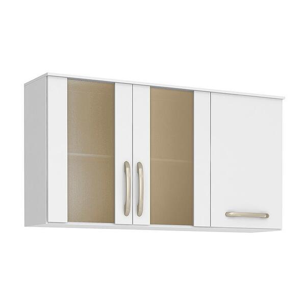 Armário Aéreo 3 Portas Loá 120cm Com Vidro Reflecta - Nicioli
