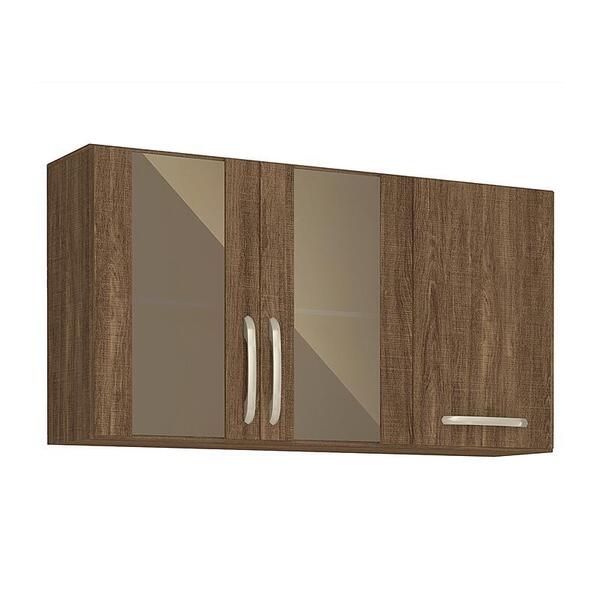 Armário Aéreo 3 Portas Loá 120cm Com Vidro Reflecta - Nicioli