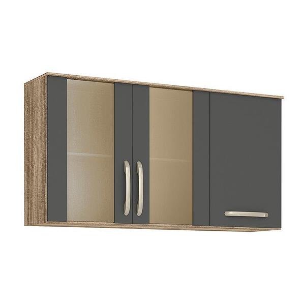 Armário Aéreo 3 Portas Loá 120cm Com Vidro Reflecta - Nicioli