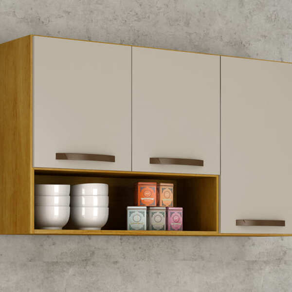 Armário Aéreo 3 Portas - Maísa-cinamomo/off White - Chf Móveis