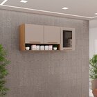 Armário Aéreo 3 Portas Vidro Fumê Bella Cinamomo/off White