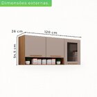 Armário Aéreo 3 Portas Vidro Fumê Bella Cinamomo/off White