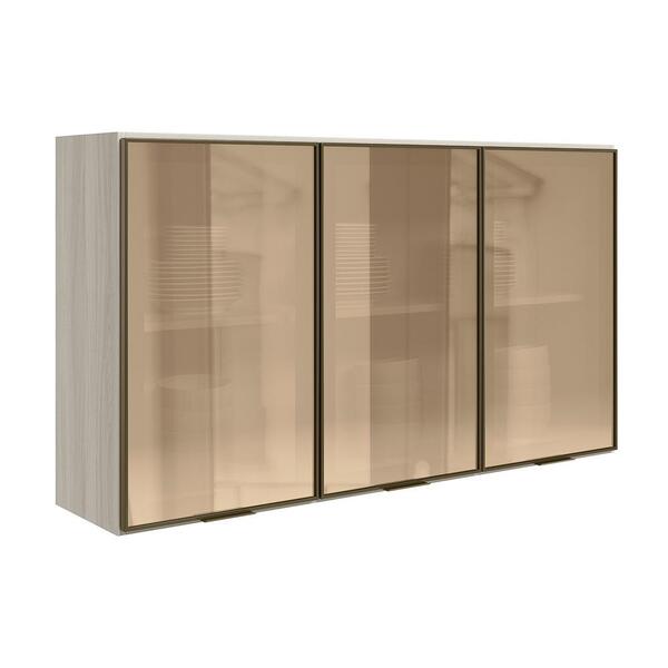 Armario Aereo 3 Portas Vidro Mdf 120 Cm Kali 1219763 Nicioli