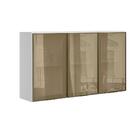 Armário Aéreo 3 Portas Vidro Reflecta 120 Cm 100% Mdf Branco