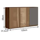 Armario Aereo 3 Portas Vidro Reflecta 120cm Mdf Kali Premium