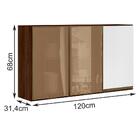Armario Aereo 3 Portas Vidro Reflecta 120cm Mdf Kali Premium