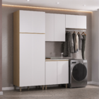 Armário Aéreo 2 Portas 42,5x80x36,5cm Madeira Freijo e Branco Cabideiro Luciane