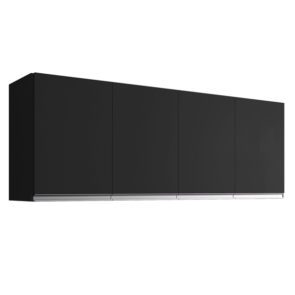 Armário Aéreo 4 Portas 160cm Madrid Preto - Montanaris Decor