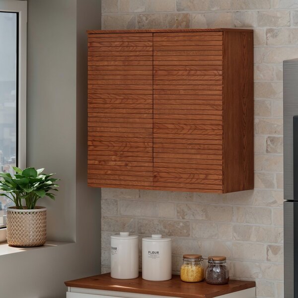 Armário Aéreo 80cm 100% Mdf 2 Portas Frisadas Canela