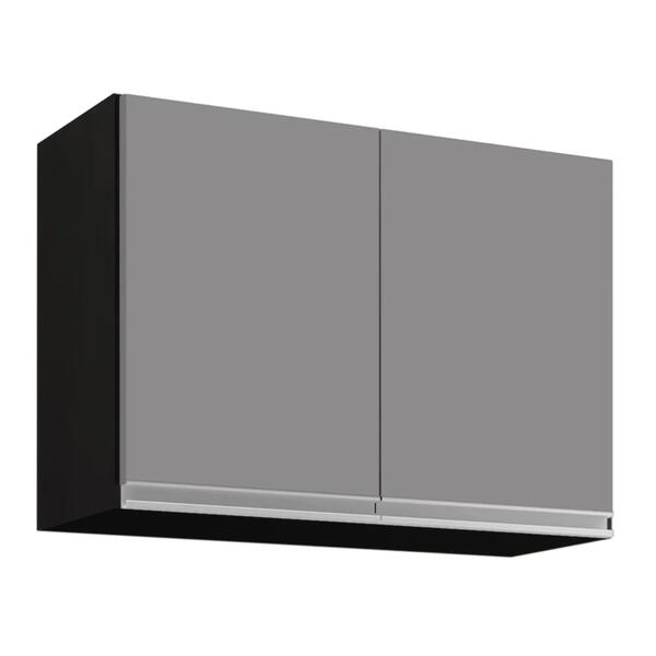 Armário Aéreo 80cm 2 Portas Califórnia Preto/cinza - Lumil Mó
