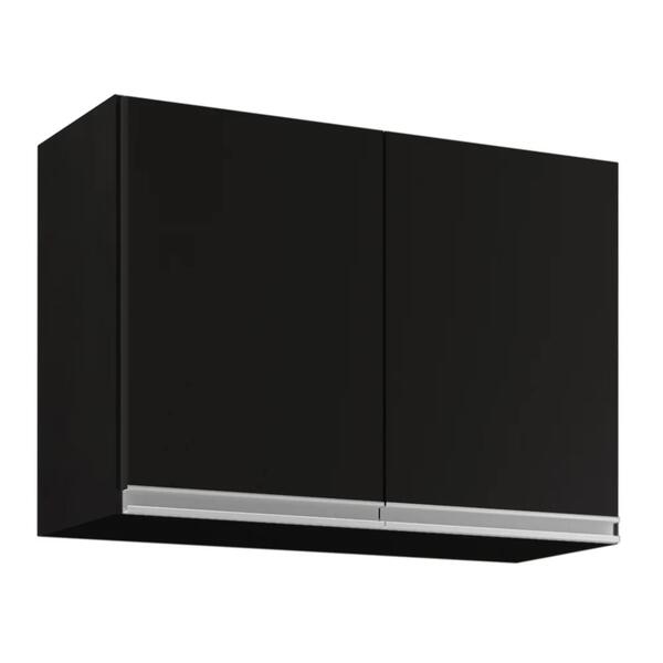 Armário Aéreo 80cm 2 Portas Califórnia Preto - Lumil Móveis