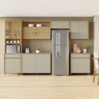 Armário Aéreo Geladeira 1 Porta 80x34x32cm Madeira Carvalho Greige Condessa Nesher