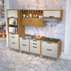 Armário Aéreo 1 Porta Basculante 80x34x32cm MDF Freijó e Off White Turquesa Nesher