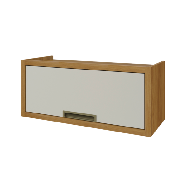 Armário Aéreo 1 Porta Basculante 80x34x32cm MDF Freijó e Off White Turquesa Nesher