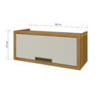 Armário Aéreo 1 Porta Basculante 80x34x32cm MDF Freijó e Off White Turquesa Nesher