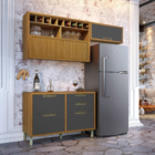 Armário Aéreo 1 Porta Basculante 80x34x32cm MDF Freijó e Grafite Turquesa Nesher