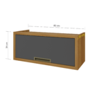 Armário Aéreo 1 Porta Basculante 80x34x32cm MDF Freijó e Grafite Turquesa Nesher