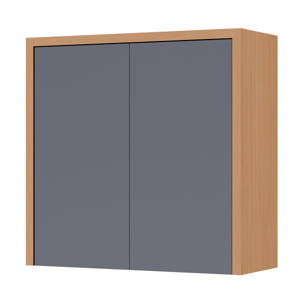 Armário Aéreo 2 Portas 80x78x32cm Madeira Carvalho e Titânio Condessa Nesher