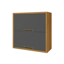 Armário Aéreo 2 Portas Basculante 80x78x32cm MDF Freijó e Grafite Turquesa Nesher