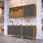 Armário Aéreo 2 Portas Basculante 80x78x32cm MDF Freijó e Grafite Turquesa Nesher