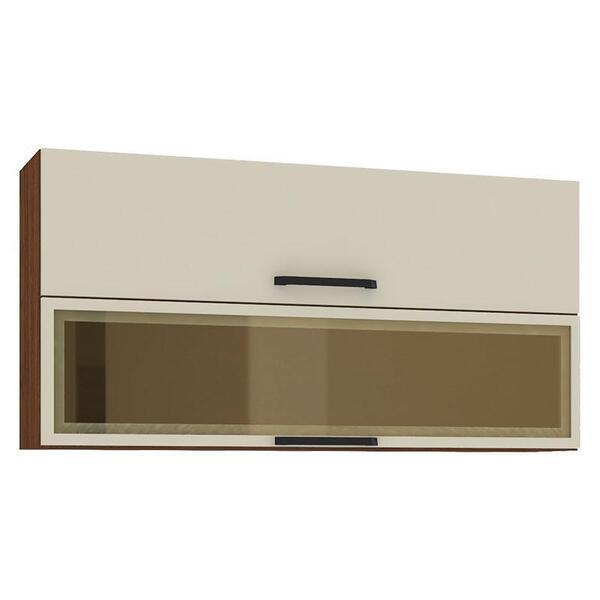 Armário Aéreo Ametista 2 Portas Basculantes 1 Com Vidro 120 C