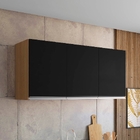 Armário Aéreo Andréia 120 Cm 3 Portas Amendoa Preto Ajl