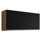 Armário Aéreo Andréia 120 Cm 3 Portas Amendoa Preto Ajl