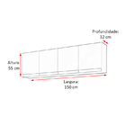 Armário Aéreo Andréia 150cm 4 Portas - Ajl Móveis