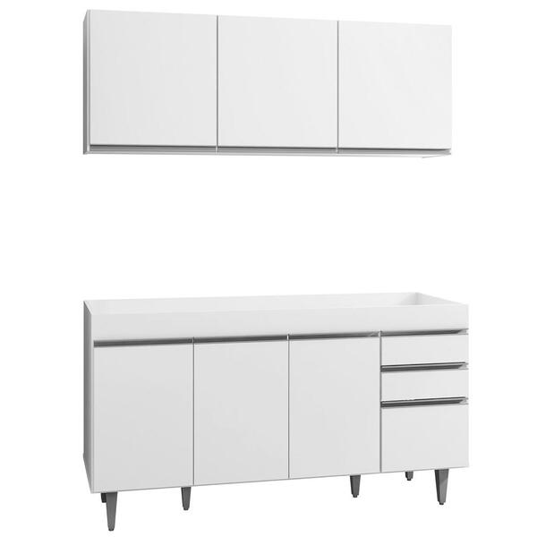 Armário Aéreo Argélia E Balcão Gabinete De Pia Sem Tampo Marr