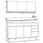 Armário Aéreo Argélia E Balcão Gabinete Para Pia 150cm Com Ta