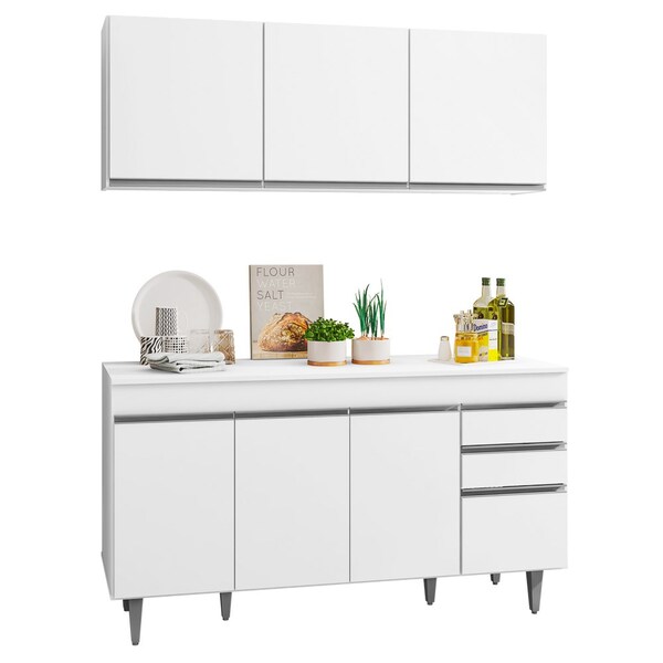 Armário Aéreo Argélia E Balcão Gabinete Para Pia 150cm Com Ta