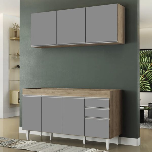 Armário Aéreo Argélia E Balcão Gabinete Para Pia 150cm Sem Ta