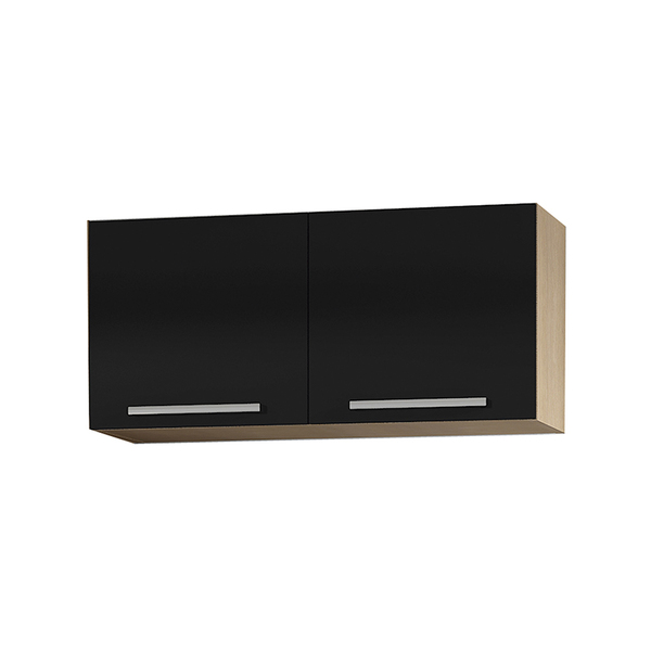 Armário Aéreo Baixo De 80 Cm Aspen Carvalho E Preto