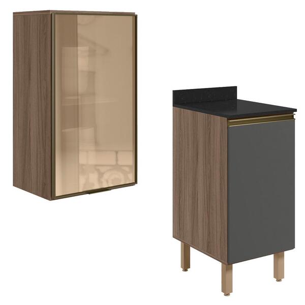 Armario Aereo Balcao 1p Vidro 40cm Mdf Kali Nicioli