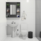 Armário Aéreo Banheiro 1 Porta Com Espelho E 2 Nichos Mdf Pla