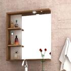 Armário Aéreo Banheiro Espelho Led Lara Nogal Branco