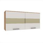 Armário Aéreo Bella 2 Portas C/ Vidro 1,20 Carv/ Off White -