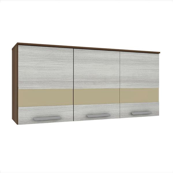 Armário Aéreo Bella 3 Portas C/ Vidro 1,20 Ter/ Nat - Moveis