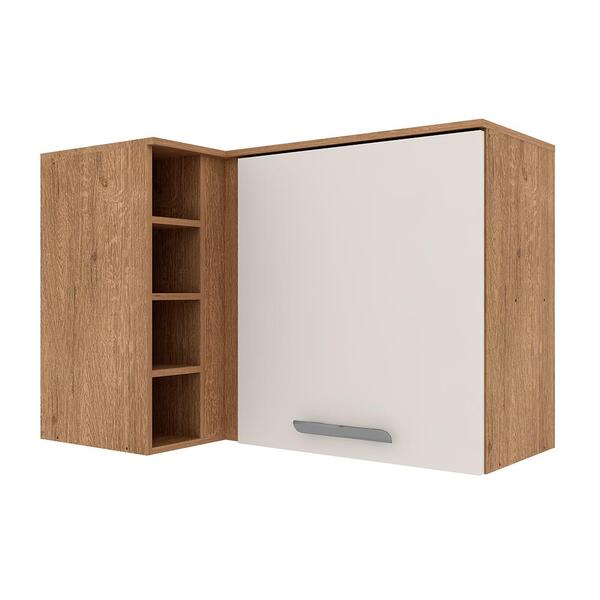 Armário Aéreo Bella Canto Reto 1 Porta Carvalho/ Off White -