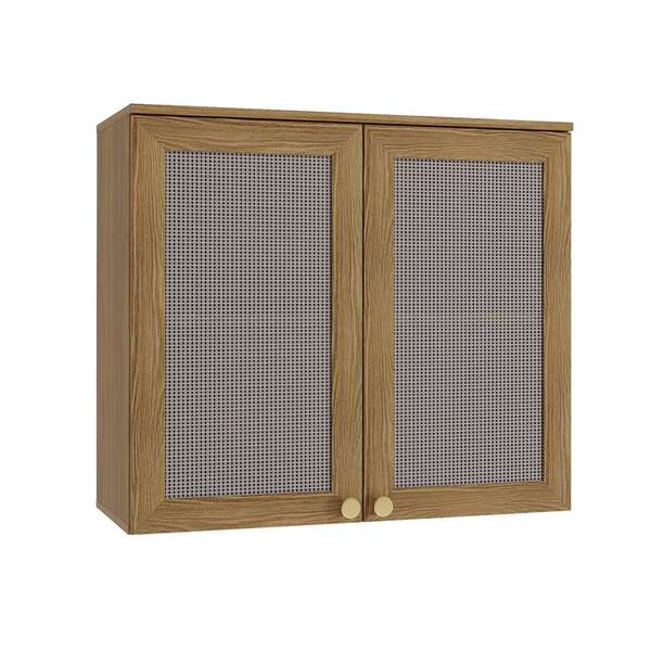 Armário Aéreo Botanic Com Tela 2 Pt Nogueira 80 Cm