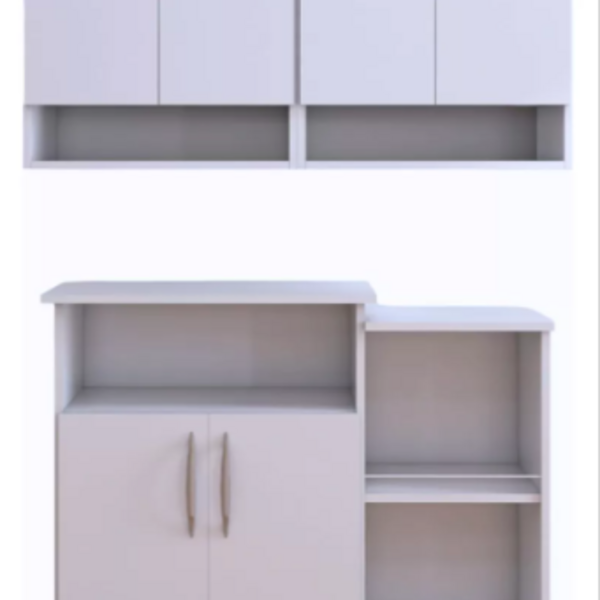 Armário Aéreo Branco 4 Portas Suspenso Cozinha Parede + Frute