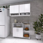 Armário Aéreo Branco 4 Portas Suspenso Cozinha Parede + Frute