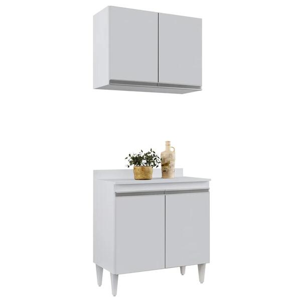 Armário Aéreo Califórnia E Balcão Hawai Com Tampo 80cm Branco