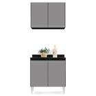 Armário Aéreo Califórnia E Balcão Hawai Com Tampo 80cm Preto/