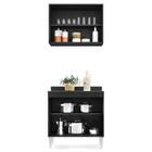 Armário Aéreo Califórnia E Balcão Hawai Com Tampo 80cm Preto/