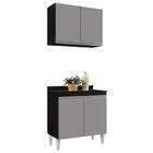 Armário Aéreo Califórnia E Balcão Hawai Com Tampo 80cm Preto/