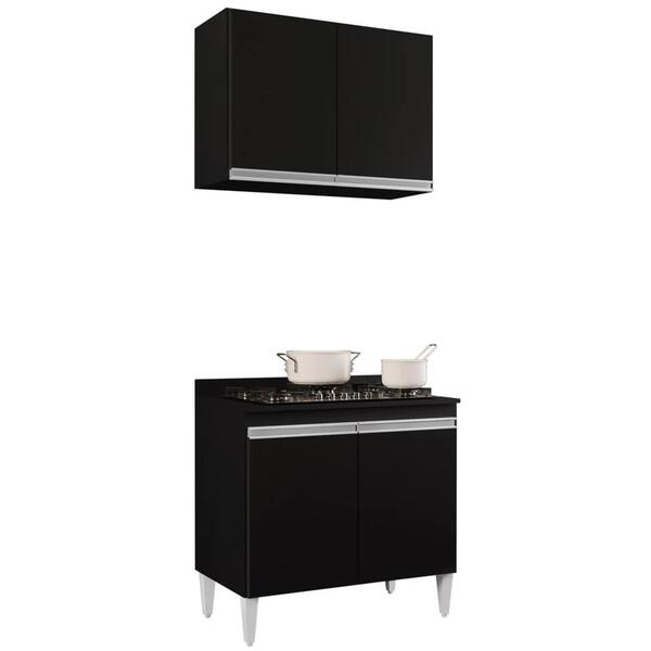 Armário Aéreo Califórnia E Balcão Para Cooktop Flórida Preto