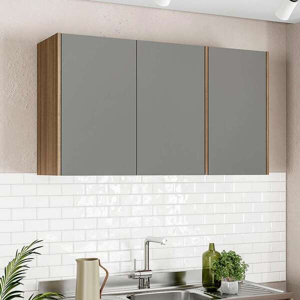 Armário Aéreo Campanele 3 Pt Castanho E Cinza