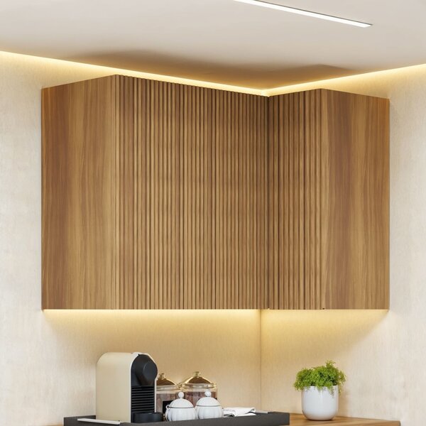 Armário Aéreo Canto Direita Esquerda Ripado Rainha 2 Portas