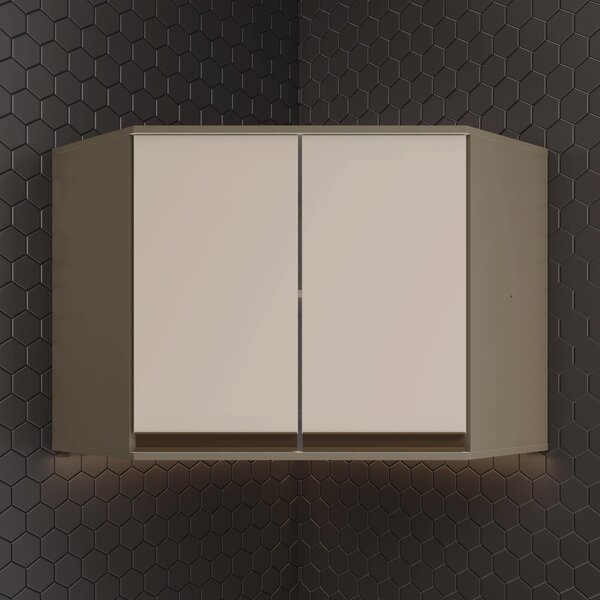 Armário Aéreo Canto Oblíquo 2 Portas 100% Mdf Aurora Duna/cri